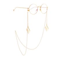 Gold-colored metal non-slip chain, with pendant multi-layer square, for glasses and masks GL870