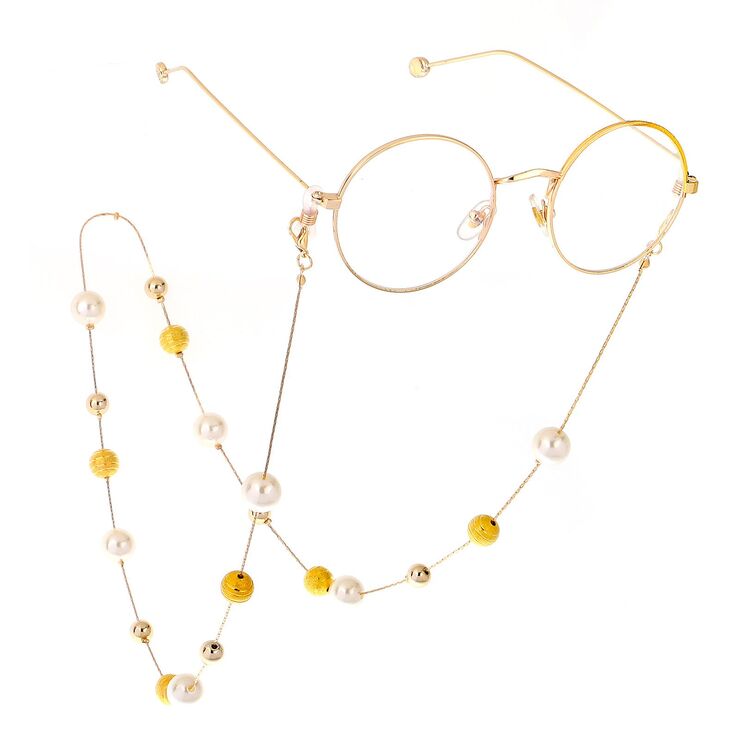 Metal non-slip chain, with balls and  pearls, for glasses and masks GL428