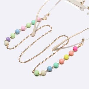 Металлическая нескользящая цепочка золотого цвета, с цветными бусинами, для очков и масок GL1449