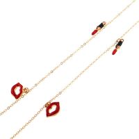 Gold-colored metal non-slip chain, with lipstick, for glasses and masks GL004