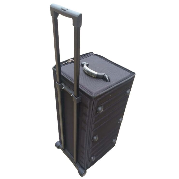Mobile box (suitcase, trunk, organizer, display case) on wheels for frames and glasses for 100 slots JS-C190428