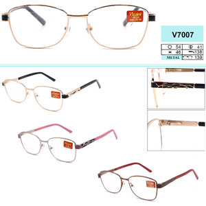 Очки женские металлические с флексами Vizzini V7007, диоптрии +1,00 до +4,00 (шаг 0,25), линзы без покрытий