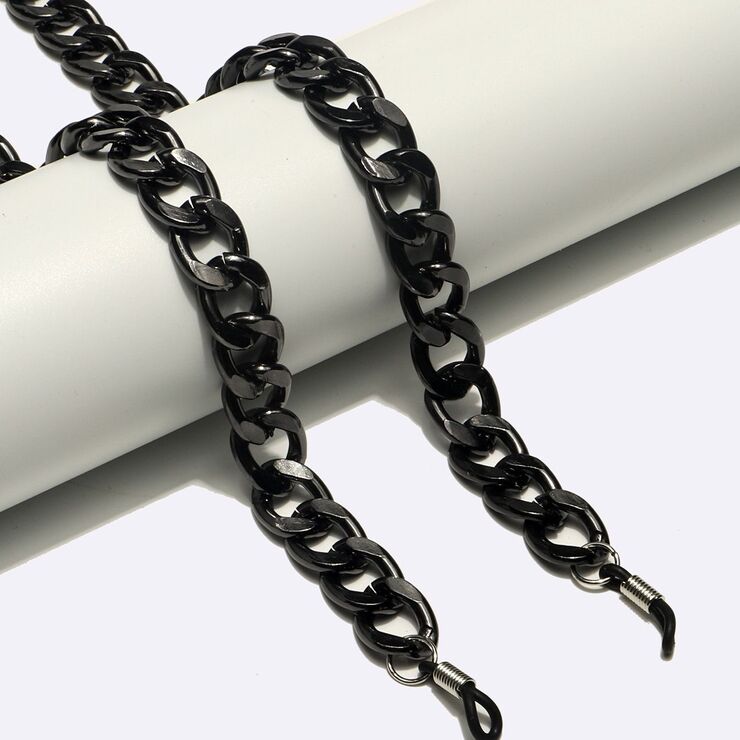 Black-colored metal non-slip chain, thick aluminum, for glasses and masks GL1696