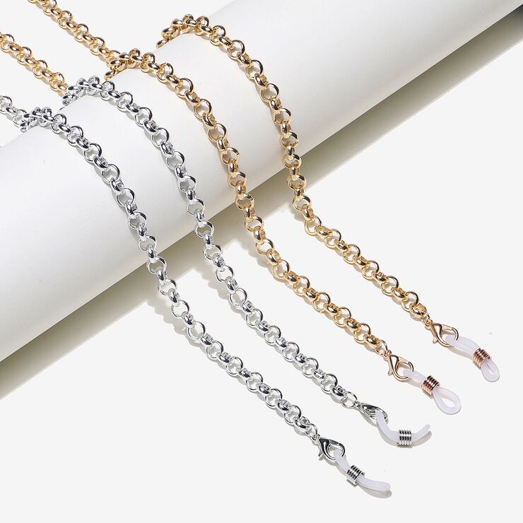 Metal non-slip chain, 2 piece set with gold and silver colored, for glasses and masks GM080