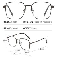 Metal Blue Ray Cut protection men's frame + 2 magnet sunshade clip-ons 7013-GT