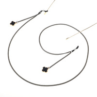 Металлическая нескользящая цепочка черного цвета, с подвеской в виде цветка клевера, для очков и масок GL854