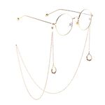 Gold-colored metal non-slip chain, with pendant water drop with diamond, for glasses and masks GL808