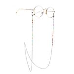 Silver-colored metal non-slip chain, with colorful crystal, for glasses and masks GS035