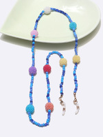 Fashion mixed color rice bead glasses chain with fur balls GL1318