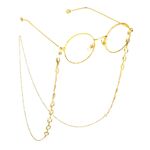 Gold-colored metal non-slip chain, with non-fading square, for glasses and masks GL714