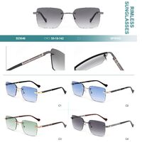 Rimless polarized metal sunglasses with spring hinges Big City S25646