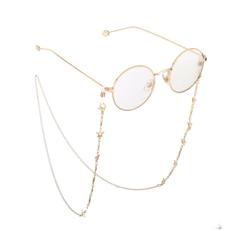 Металлическая нескользящая цепочка золотого цвета, со звездами, для очков и масок GL745