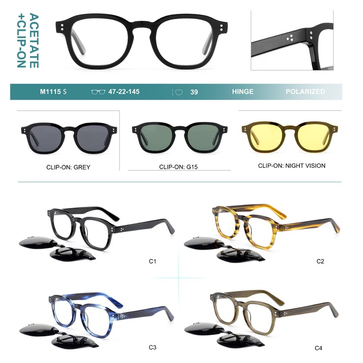 Plastic acetate frame + polarized clip-on Big City M1115S