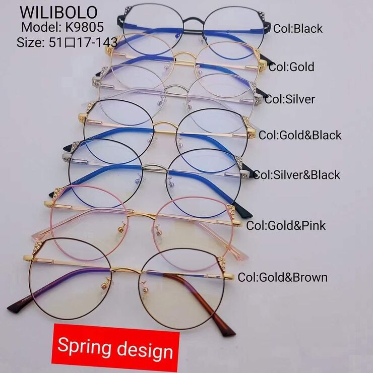 Metal ultrathin women's frame with spring hinges Wilibolo K9805
