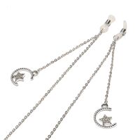Silver-colored metal non-slip chain, with a star-shaped pendant decorated with rhinestones, for glasses and masks GL1516
