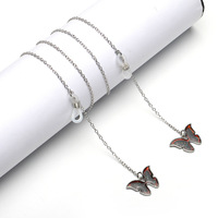 Metal eyeglass chain with butterfly pendant GL1078