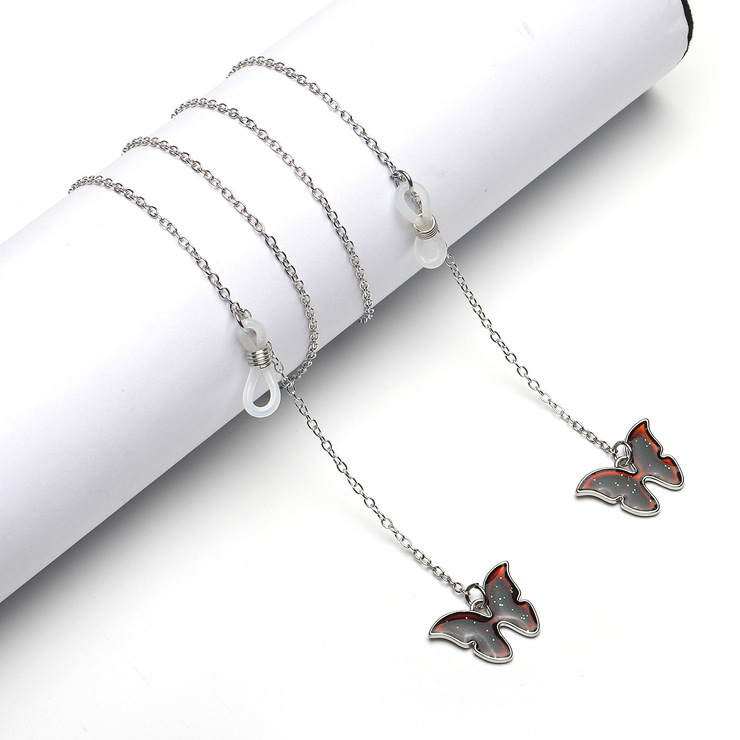 Metal eyeglass chain with butterfly pendant GL1078