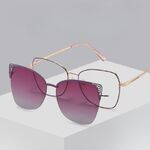 Metal Blue Ray Cut protection women's frame with spring hinges + magnet sunshade clip-on 7014-GT
