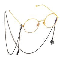 Металлическая нескользящая цепочка черного цвета, с подвеской в виде черного кактуса, для очков и масок GL544