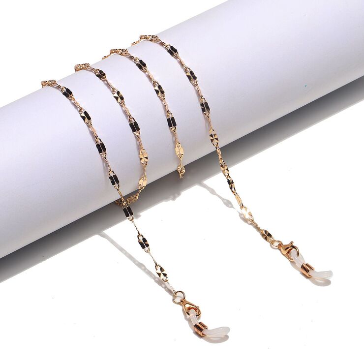Gold-colored metal non-slip chain, with printed lips, for glasses and masks GL1296