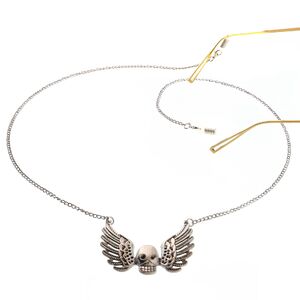 Silver-colored metal non-slip chain, with punk angel skull, for glasses and masks GL067