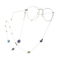 Silver-colored metal non-slip chain, with color crystal, for glasses and masks GA054