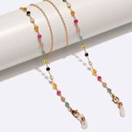 Gold-colored metal non-slip chain, with colored cristal, for glasses and masks GL1579