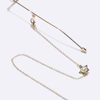Stylish metal glasses chain with color rhinestone pearls GL1377