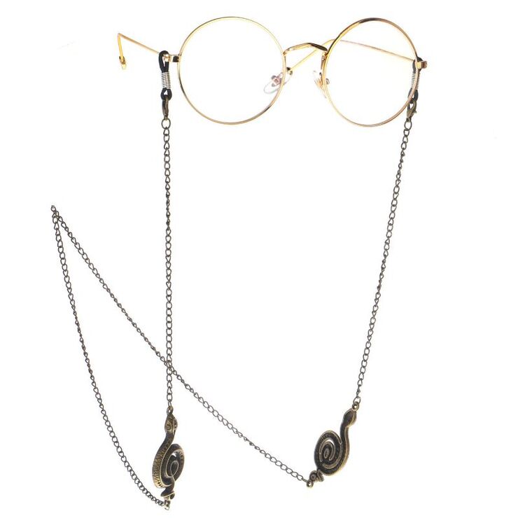 Bronze-colored metal non-slip chain, with snake, for glasses and masks GL118