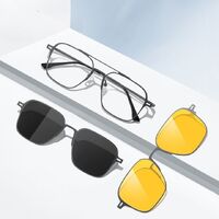 Metal Blue Ray Cut protection frame + 2 magnet sunshade clip-ons 7602-GT