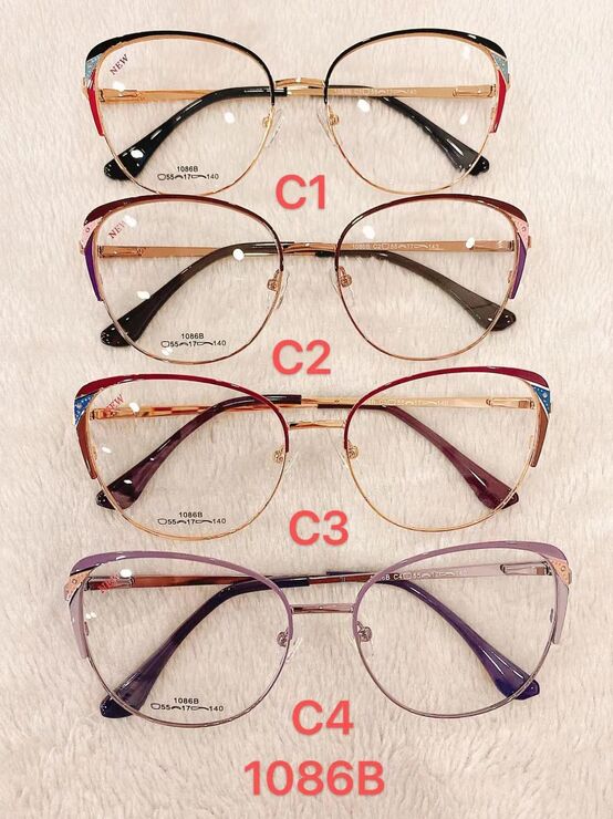 Metal frame for glasses with spring hinges 1086B