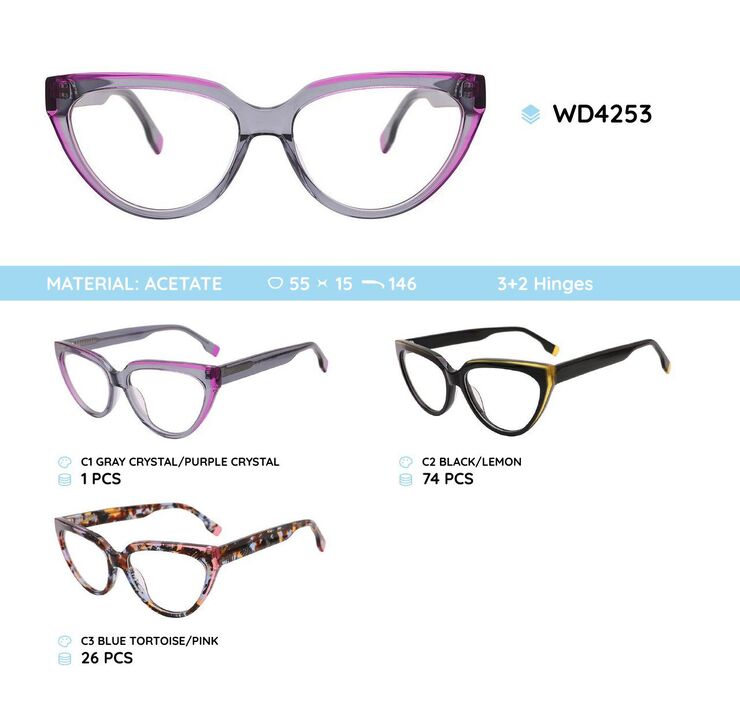 Plastic acetate eyeglasses frame for women WD4253