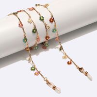 Gold-colored metal non-slip chain, with colorful small daisy, for glasses and masks GL1586