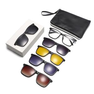 TR90/PC plastic frame + 5 polarized sun protection magnet clip-on set + leather bag El Dorado EL9510