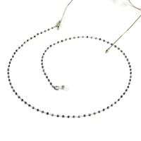 Metal non-slip chain silver, with colorful square crystal, for glasses and masks GS041