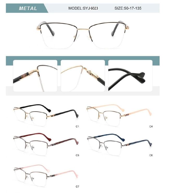 Оправа металлическая полуободковая женская с флексом SYJ6023-DA