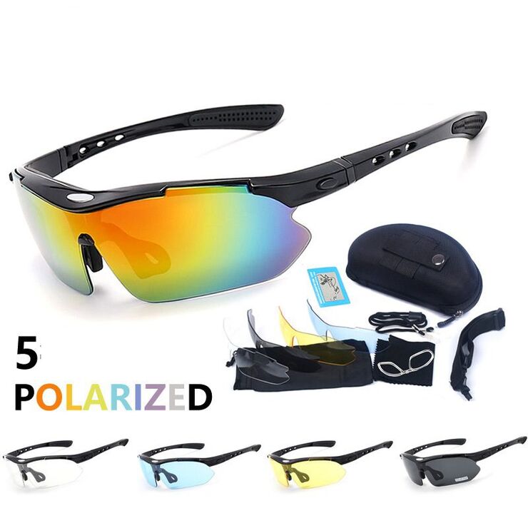 Safety shockproof tactical polarized and UV400 goggles, 5-lens set, 089偏光-DX