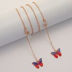 Gold-colored metal non-slip chain, with a butterfly, for glasses and masks GL1853