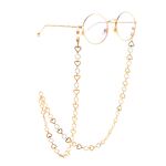 Gold-colored metal non-slip chain, with peach heart, for glasses and masks GL885