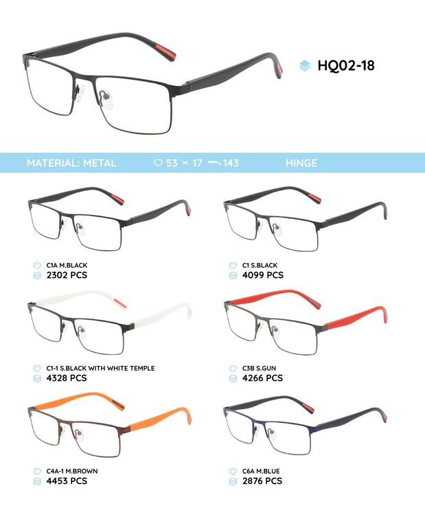 Металлическая оправа с дужками из материала TR-90 HQ02-18