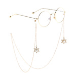 Gold-colored metal non-slip chain, with pendant snowflake with pearl, for glasses and masks GL826