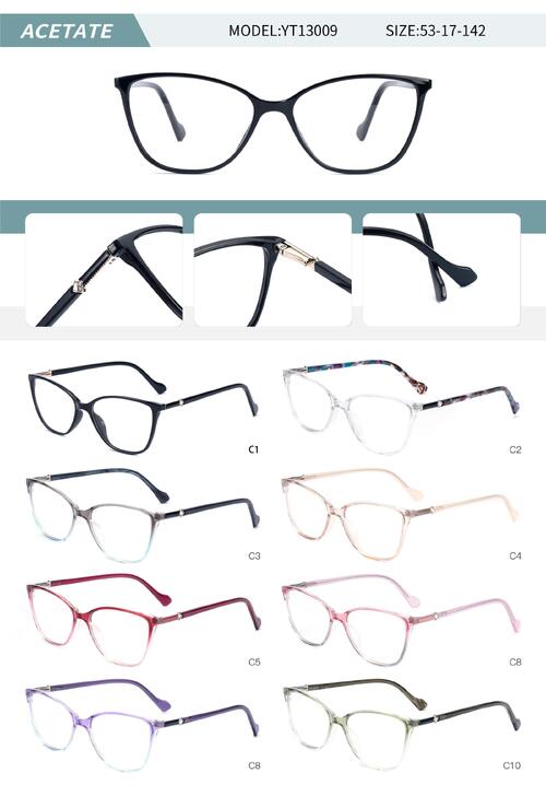 Plastic acetate frame for women with spring hinges YT13009-DA