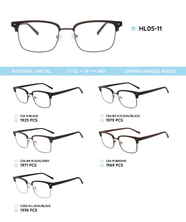 Metal frame with TR-90 temples with spring hinges HL05-11