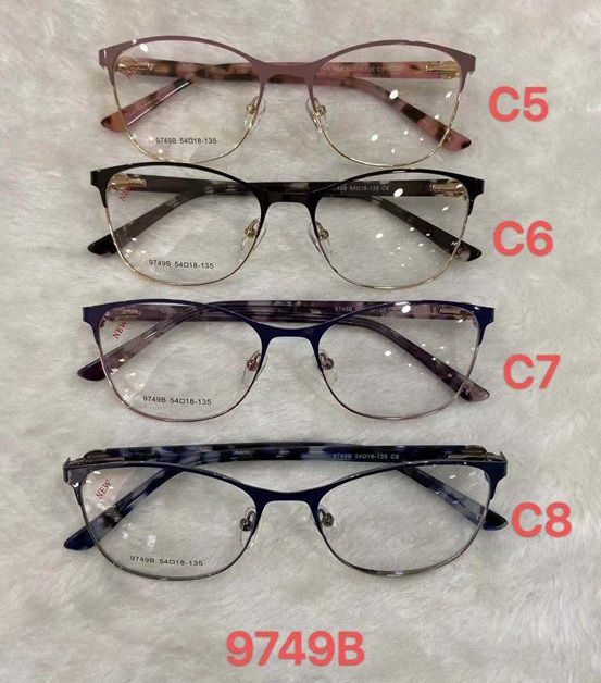 Metal frame for glasses with spring hinges 9749B