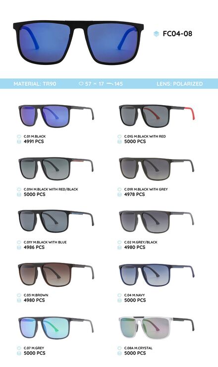 Plastic TR90 frame polarized sunglasses FC04-08