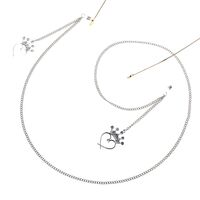 Silver-colored metal non-slip chain, with crown heart-shaped, for glasses and masks GL790