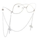 Metal non-slip chain, with pendant cross with pearl, for glasses and masks GL734