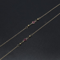 Металлическая нескользящая цепочка золотого цвета, со стеклянными и медными бусинами, для очков и масок GL608