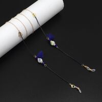 Gold-colored metal non-slip chain, with ceramic beads and tassel, for glasses and masks GL924