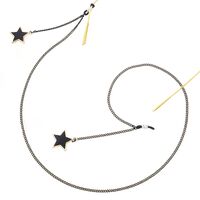 Steel-colored metal non-slip chain, pendant black star, for glasses and masks GL371